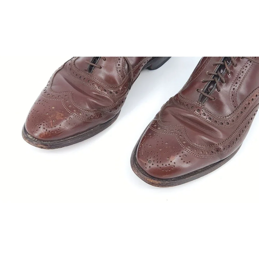 Allen Edmonds McAllister Wingtip Oxfords Men's 8 D Burgundy Leather Shoes 60600